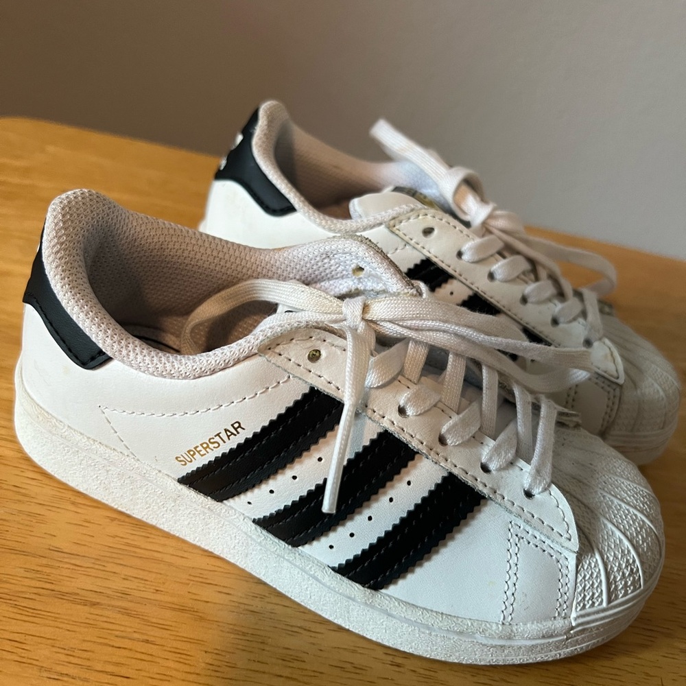 Adidas Kids Superstar White with Black Stripes